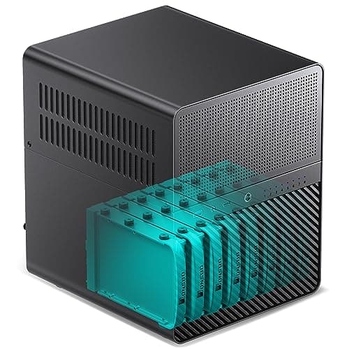 Jonsbo N3 NAS Gehäuse Schwarz – Kompaktes Mini-ITX Aluminium-Case für 8X 3,5" HDDs, Hot-Swap-fähig, 2X 80-mm-Lüfter, SFX-Netzteil, USB-C