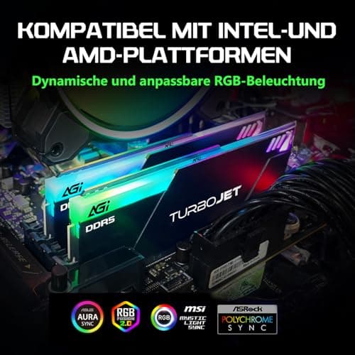 AGI UD858 TURBOJET RGB DDR5 32GB (2x16GB) DDR5 6000MHz CL30, 288-Pin UDIMM PC-Speicher RAM, kompatibel mit AMD EXPO und Intel XMP – Schwarz Bild 8
