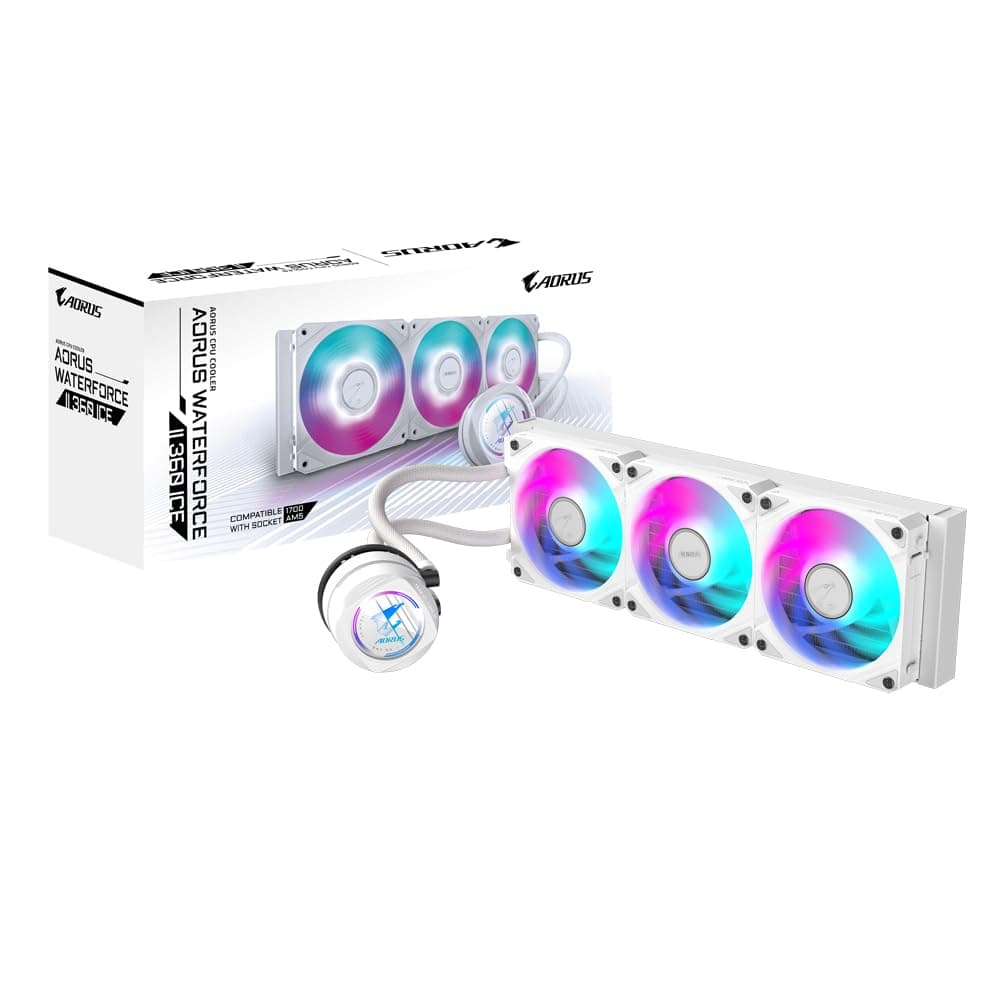 GIGABYTE AORUS WATERFORCE II 360 Ice AIO Flüssigkeits-CPU-Kühler - 3x120mm ARGB-Lüfter, Schiebe-in-Verriegelungsmechanismus, Daisy-Chain, kompatibel mit Intel LGA 1851 und AMD AM5 Bild 2