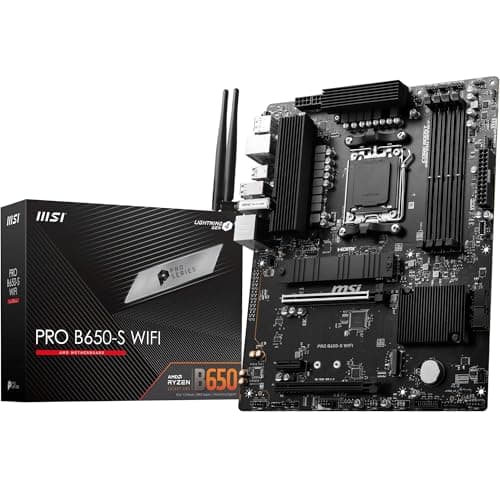 MSI PRO B650-S WiFi Motherboard, ATX - Unterstützt Ryzen 9000, 8000 & 7000 Serie Prozessoren, AM5 - DDR5 Memory Boost 6000+MHz/OC, 2 x PCIe 4.0 x16, 2 x M.2 Gen4, Wi-Fi 6E