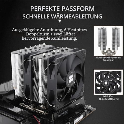 TR-Peerless Assassin 120 SE EXTREM CPU Kühlung, 6x6mm Heatpipes CPU Kühler, Doppeltürme und Doppelventilator Kühler, 1850RPM Geschwindigkeit, für Intel LGA1700/1851/115x Bild 8