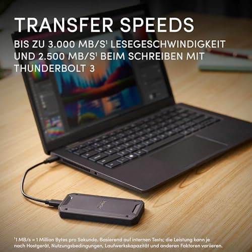 SanDisk PROFESSIONAL PRO-G40 SSD 4 TB (mobile SSD, exFAT formatiert, robuste NVMe SSD mit Thunderbolt 3, USB-C, bis zu 3.000 MB/s Lesen, IP68 Gehäuse, staub- und wasserbeständig) 4 TB PRO-G40 SSD (exFAT) Bild 4