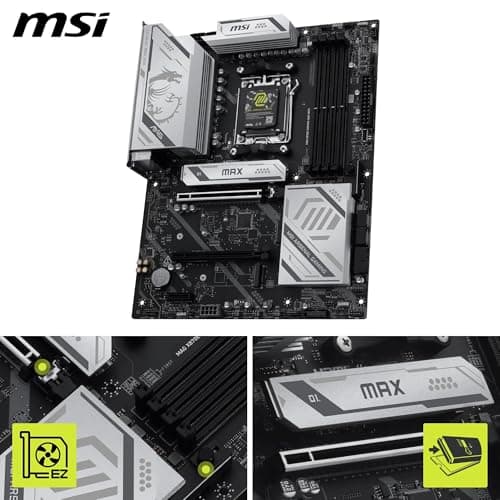 MSI MAG X870E Gaming MAX WiFi Mainboard, ATX - Unterstützt AMD Ryzen 9000/8000 / 7000 Prozessoren, AM5 - DDR5 Memory Boost (bis zu 8200+ MT/s OC), PCIe 5.0 x16, M.2 Gen5, Wi-Fi 7, 5G LAN Bild 6