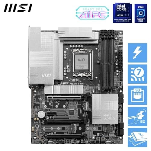 MSI PRO Z890-P WiFi Mainboard, ATX - Unterstützt Intel Core Ultra Prozessoren (Series 2), LGA 1851-55A DrMOS, DDR5 Memory Boost (9200+ MT/s OC), PCIe 5.0 x16 & 4.0 x16, M.2 Gen5, Wi-Fi 7, 5G LAN Bild 4