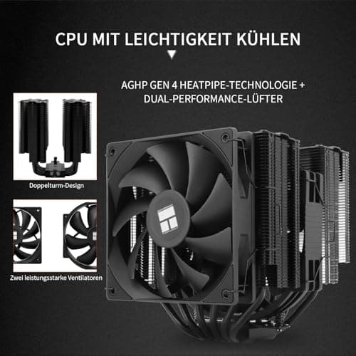 Thermalright Peerless Assassin 140 Black CPU Luftkühler, 6 Heatpipes, Dual PWM Lüfter und Double Towers, 158mm High CPU Kühlung mit Top Cover, forAM4/AM5,Intel LGA 1851/1700/1150/1151/1200 Bild 8