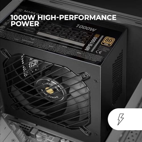 Mars Gaming MPB1000SI, PC ATX Netzteil 1000W, 7 Jahre Garantie, 80Plus Gold 90%, SI Extreme Silence Lüfter mit Kupfer- und Aluminiumkern, AI2-RPM-, DC-DC- und SMD-Technologien, Schwarz Bild 4