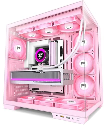 H1 ATX PC Gehäuse – Vorinstallierte 7 PWM ARGB Lüfter, Dual Kammer Mid Tower Gaming PC Gehäuse, mit Type-C, gleichzeitige Installation von 3X 360 mm Kühler (weiß, H1) H1 weiß Bild 3