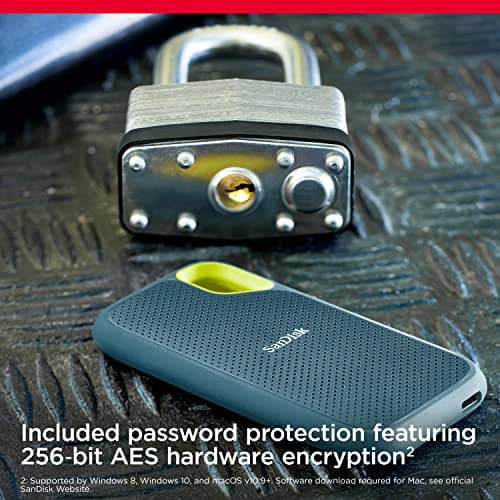 SANDISK Extreme Portable SSD 2TB (up to 1050 MB/s read, 1,000MB/s write, USB-C, NVMe Solid State Performance, IP65 rated for dust and water resistance, Updated Firmware) Monterey 1050MB/s 2 TB Bild 3