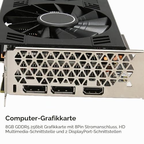 Septpenta RX580 Gaming-Grafikkarte, 8GB GDDR5 256Bit 1286MHz 7000MHz 256.0GB/S Computer-Grafikkarte, 8Pin HDMI und 2 X Display Porrt Schnitts Telle Dual-Ventilatoren Geräuscharm für Zu Hause Bild 4