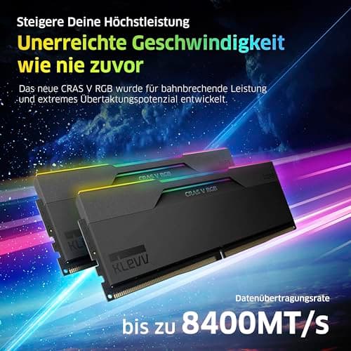 KLEVV CRAS V DDR5 RGB 32GB (2X 16GB) 6000MH/z CL28 Gaming-Arbeitsspeicher-Kit XMP 3.0 Hochleistungs-Übertaktung 28-36-36-76 – Schnelleres Gaming mit extrem niedrigem CL28 Bild 4