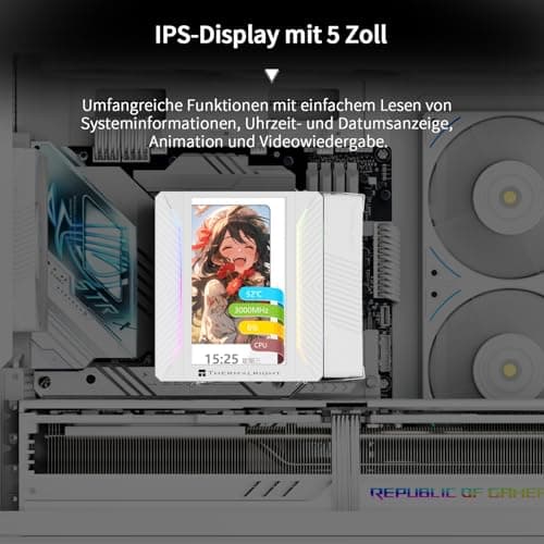 TR Peerless Assassin 120 VISION MAX ARGB White CPU-Luftkühler, PC-Kühler mit 2x TL-K12 PWM-Lüftern, 5 Zoll magnetischem Display (480x854 Auflösung), für LGA1851/1700 & AM5 PA120 V MAX ARGB WHITE Bild 6