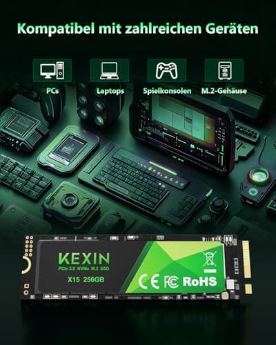 KEXIN 256GB NVMe M.2 2280 SSD PCIe 3.0, bis zu 2800 MB/s Lesen, 2300 MB/s Schreiben, 3D-NAND-Flash, Internes Solid State Drive PC-Enthusiasten und Gamer Bild 8