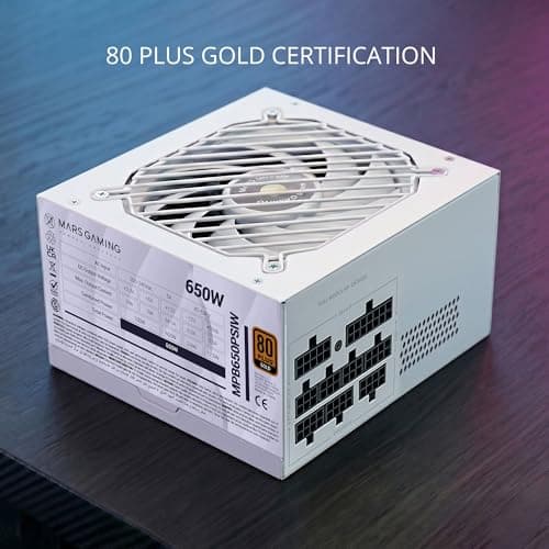 Mars Gaming MPB650PSI, PC-Netzteil Full Modular 650W, 10 Jahre Garantie, 80Plus Gold 90%, Lüfter SI Extreme Silence, Technologien AI2-RPM, DC-DC und SMD, ATX 3.1 und PCIe 5.1, Weiß Bild 6