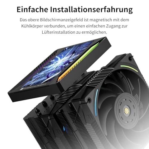 TR-Thermalright Peerless Assassin 120 Vision MAX ARGB Black CPU-Kühler, Dual-Tower-Design mit 6 Heatpipes und 5 Zoll IPS-Display, zwei 120mm PWM-Lüfter, für AM5/AM4 und Intel LGA1851/1700/115x/1200 Bild 8