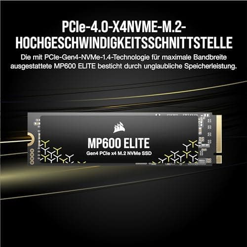 CORSAIR MP600 ELITE 4TB M.2 PCIe Gen4 x4 NVMe SSD – M.2 2280 – Bis zu 7.000MB/Sek. Sequentielles Lesen – High–Density 3D TLC NAND – Für Desktops und Laptops – Schwarz Ohne Heatspreader 4TB Bild 8