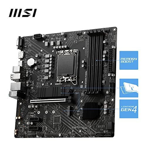 MSI PRO B760M-P DDR4 Mainboard, Unterstützt Intel 12., 13. & 14. Gen Core Prozessoren, LGA 1700, DDR4 Memory Boost 4800+MHz/OC, PCIe 4.0 x16 Slot, M.2 Gen4 Slots, Micro-ATX,divers,M-ATX Bild 5