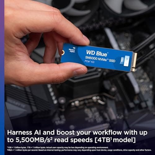 WD Blue SN5000 NVMe SSD 2 TB interne SSD (Geschwindigkeiten von bis zu 5.150 MB/s/4.850 MB/s Lesen/Schreiben, 900 TBW, Western Digital nCache 4.0, Acronis True Image for Western Digital) Bild 3