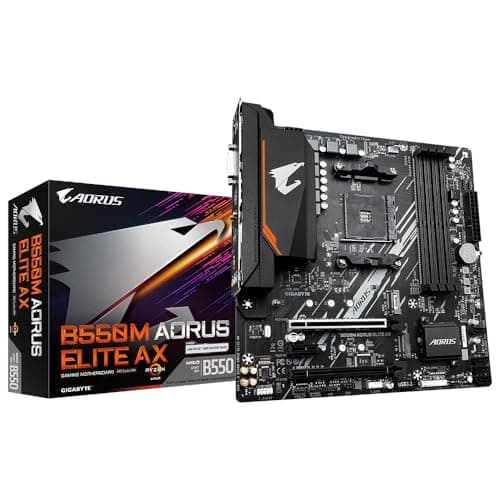 Gigabyte B550M AORUS Elite AX Mainboard - Unterstützt AMD Ryzen 5000 CPUs, 5+3 Phasen Pure Digital VRM, bis zu 4733MHz DDR5 (OC), 1xPCIe 4.0 M.2, Wi-Fi 6E, GbE LAN, USB 3.2 Gen 2 Bild 2