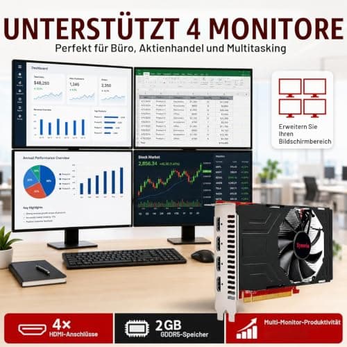 Radeon RX 560 2GB Grafikkarte, GPU 4 HDMI PC Anschlüsse für Mehrfachbildschirm grafikkarten,DDR5,DirectX 12,128 Bit PCI Express x16,Graphics Ccards（RX560 2G 4HDMI） Bild 4