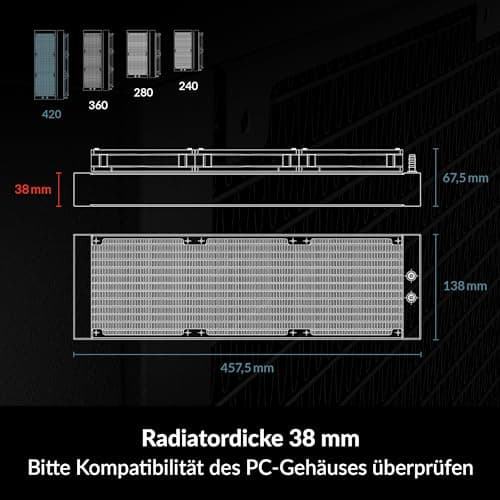 ARCTIC Liquid Freezer III 420 A-RGB - Wasserkühlung PC, AIO CPU Wasserkühler, Intel & AMD, effiziente PWM-gesteuerte Pumpe, Lüfter: 200–1900 rpm, LGA1851 und LGA1700 Contact Frame - Weiß weiß Liquid Freezer III 420 A-RGB Bild 7