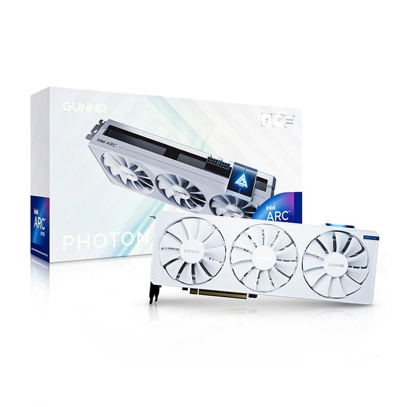 WEELIAO GUNNIR Intel Arc A770 Photon 16G OC White Grafikkarte, 2400 MHz Grafikkarte, 16 GB 256-Bit GDDR6, PCIE 4.0, 1 HDMI, 3 DP, 3 Lüfter, TBP 285