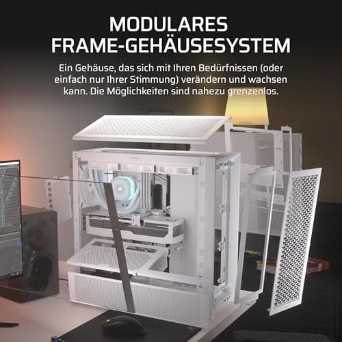 CORSAIR Frame 4000D Modulares Mid-Tower ATX PC-Gehäuse – Hoher Luftstrom, InfiniRail™ Ventilator-Montagesystem, ASUS BTF, MSI Project Zero, Gigabyte Project Stealth – Weiß FRAME 4000D Weiß Bild 6