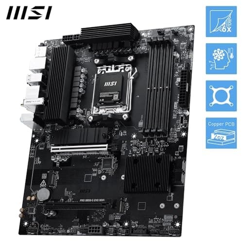 MSI PRO B850-S EVO WiFi Mainboard, ATX - Unterstützt AMD Ryzen 9000/8000 / 7000 Prozessoren, AM5 - DDR5 Memory Boost (bis zu 8200+ MT/s OC), PCIe 5.0 x16 & 4.0 x4, M.2 Gen5, Wi-Fi 7, 5G LAN Bild 8