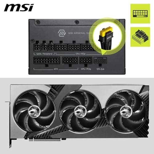 MSI MAG A1200PLS PCIE5 PC-Netzteil, 1200 W, ATX, 80 Plus Platinum, ATX 3.1, kompatibel mit PCIe 5.1, nativer Anschluss 12 V-2 x 6, zweifarbig, geprägte Kabel Bild 8