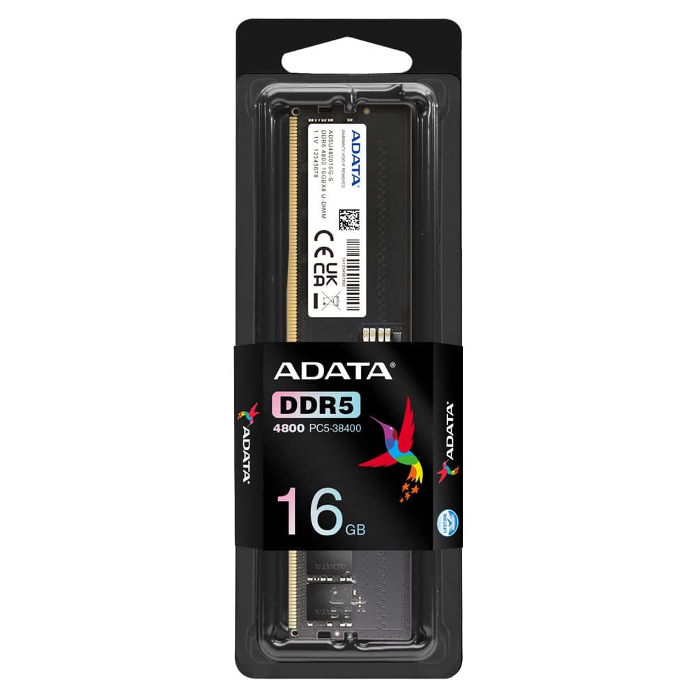 ADATA Premier, 16 GB, DDR5, 4800 MHz (PC5-38400), CL40, 1,1 V, ECC, DIMM Memory, AD5U480016G-S, Schwarz Bild 5
