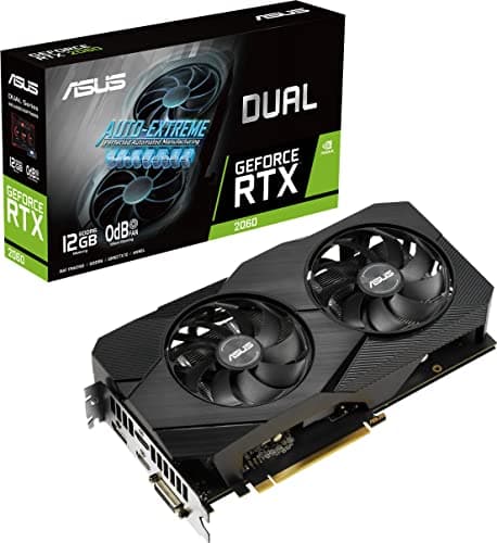 ASUS Dual Nvidia GeForce RTX 2060 EVO 12GB Gaming Grafikkarte (GDDR6 Speicher, PCIe 3.0, 2X HDMI 2.0b, 1x DVI, 1x DisplayPort 1.4a, DUAL-RTX2060-12G-EVO), Black