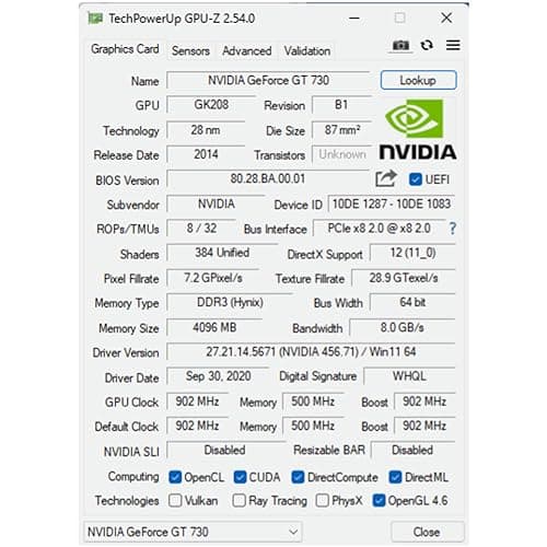 QTHREE GT 730 4G D3 Grafikkarte, 2X HDMI, 1x DVI, 1x VGA, Grafikkarten for PC, GPU, für mehrere Monitore, for Win 7, 8, 10, 11, DirectX 11, 12 Bild 8