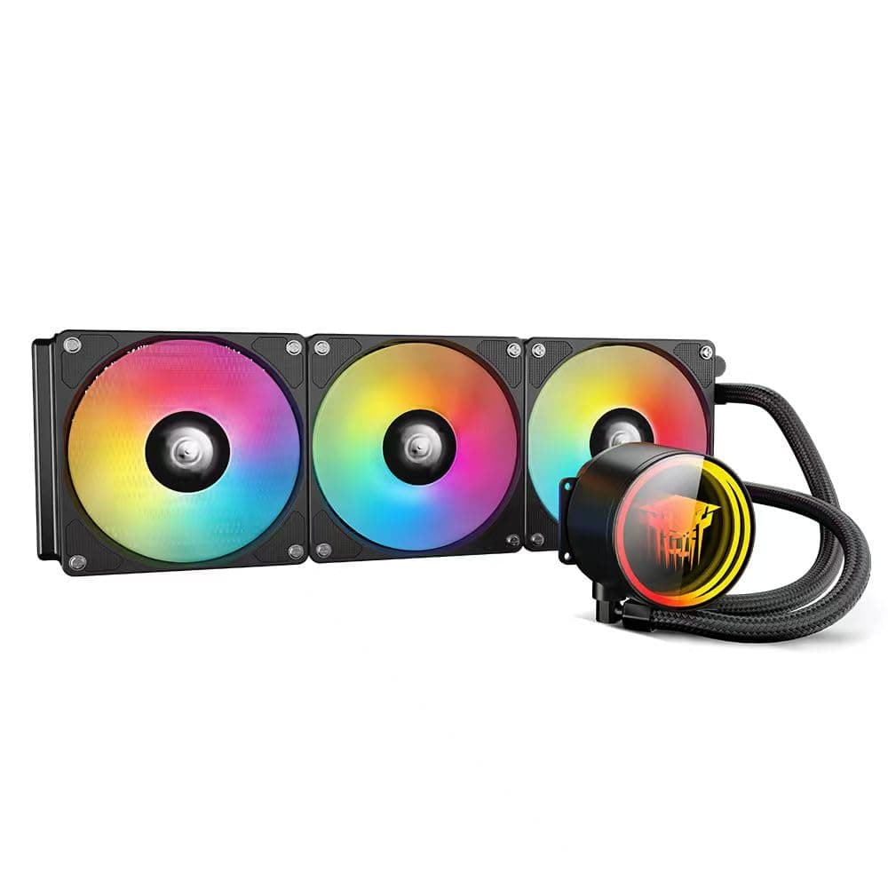 TZMRIT TK1 Farbiges Licht PC Aio Wasserkühlung 360mm CPU Kühler 800-1800RPM PWM Lüfter,Für LGA115X/1200/1700/1366/2011/2066,Für FM2/FM2+/AM3+/AM4/AM5 (360BK) 360 Black