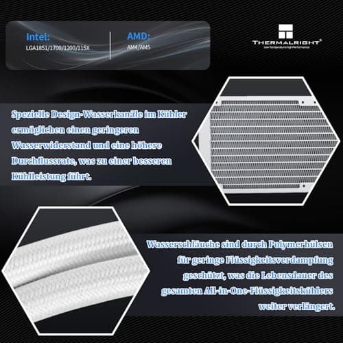 Thermalright AQUA ELITE 360 Weiß V3 Flüssig-CPU-Kühler, 360 Kühlreihen, 3 x 120mm PWM-Lüfter, 360mm Aio für AMD/AM4/AM5, IntelLGA1150/1151/1200/1700/1851, Desktop CPU-Kühler AIO 360mm White Bild 8