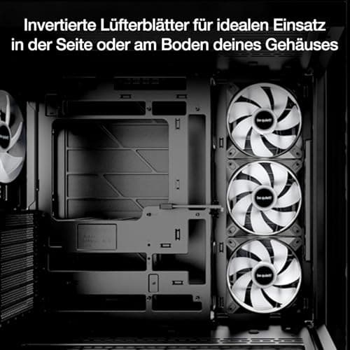 be quiet! Light Wings LX 120mm PWM Reverse Black Lüfter, 7 optimierte und invertierte Lüfterblätter, außergewöhnlicher Luftdruck, ideal in der Seite oder am Boden des Gehäuses, beleuchteter Hub Bild 6
