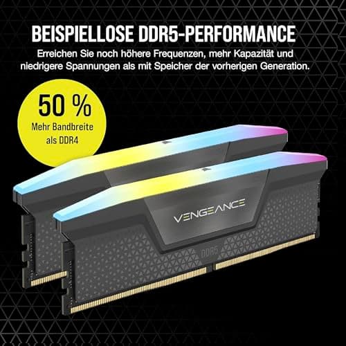 CORSAIR VENGEANCE RGB DDR5 RAM 32GB (2x16GB) Bis zu 5600MHz CL40 AMD EXPO Intel XMP 3.0 Desktop-Arbeitsspeicher – Grau (CMH32GX5M2B5600Z40) Bild 6