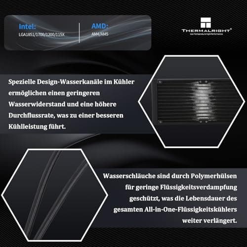 THERMALRIGHT Aqua Elite 360 ARGB V2 CPU Wasserkühler, 360 Aio CPU Kühler, 3 x120mm PWM Lüfter, S-FDB Lager, ARGB Fine Aperture Effect, für AMD/AM4/AM5, Intel LGA1150/1151/1200/2011/1700/2011 Bild 6