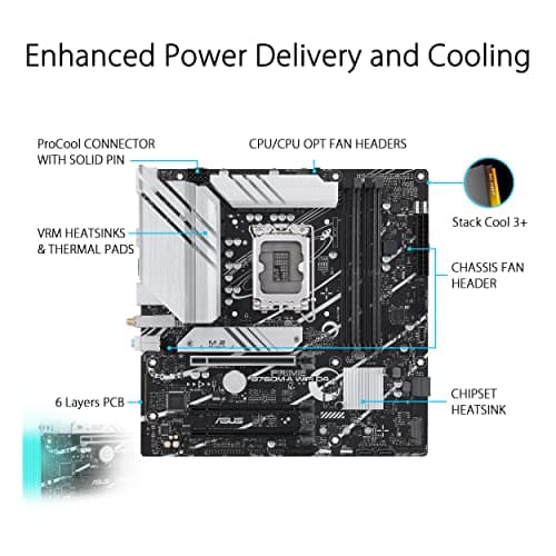 ASUS Prime B760M-A WiFi D4 Gaming Mainboard Sockel Intel LGA 1700 (Intel B760, mATX, DDR4 Speicher, PCIe 4.0, 2X M.2, WiFi 6, Aura Sync) A M-A WiFi D4 Bild 4