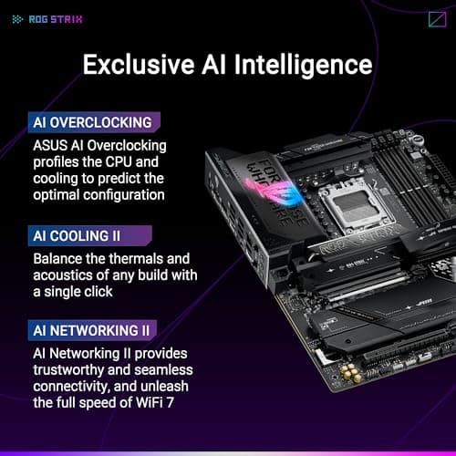ASUS ROG Strix X870E-E Gaming WiFi AMD AM5 X870 ATX Motherboard 18+2+2 Leistungsstufen, Dynamic OC Switcher, Core Flex, DDR5 AEMP, WiFi 7, 5X M.2, PCIe® 5.0, Q-Release Slim, USB4®, AI OCing & ROG X870E-E|WIFI 7 Bild 4