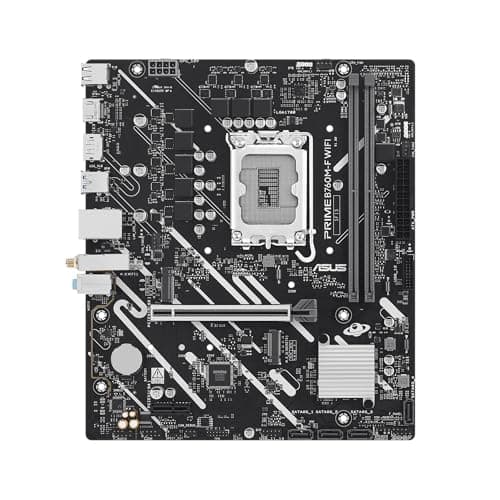 ASUS PRIME B760M-F WIFI Intel B760 LGA 1700 micro-ATX Mainboard (PCIe 5.0, zwei PCIe 4.0 M.2 Slots, DDR5, WiFi 6, Realtek 1Gb Ethernet, DisplayPort, HDMI, SATA 6Gbps, Front USB 5Gbps Ports, Aura Sync)