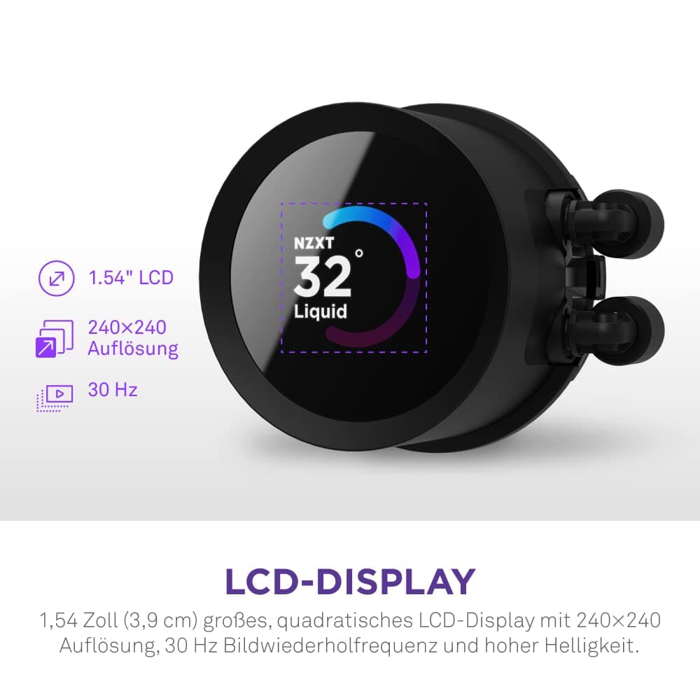 NZXT Kraken Serie – AIO CPU-Flüssigkeitskühler – Anpassbares LCD-Display – Hochleistungs-Lüfter – Kompatibel mit Intel® & AMD® Sockel – 280 – Schwarz Kraken 2023 280mm Schwarz Bild 5