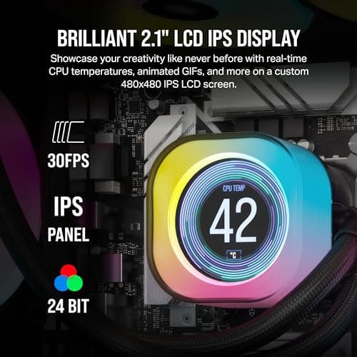 CORSAIR iCUE LINK H100i LCD-Flüssig-CPU-Kühler - 240mm AIO - QX120 RGB-Lüfter - 2,1" IPS-LCD-Bildschirm - Passend Für Intel LGA 1700, AMD AM5 - iCUE LINK System Hub im Lieferumfang Enthalten - Schwarz Schwarz 240mm AIO Bild 8