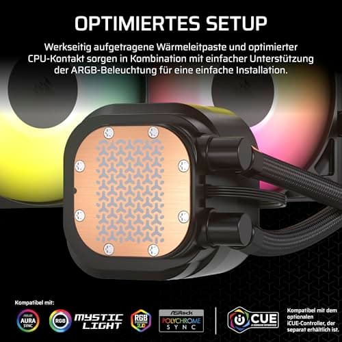 Corsair Nautilus 360 RS ARGB CPU-Flüssigkeitskühler – 360mm AIO – Geräuscharm – Direkter Mainboard-Anschluss – Intel LGA 1851/1700, AMD AM5/AM4 – 3X RS120 ARGB-Ventilatoren Inbegriffen – Schwarz Bild 5
