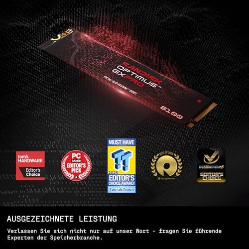 SANDISK Optimus GX PRO 8100 PCIe Gen 5 NVMe SSD 4 TB (bis zu sequenzielle Lese-/Schreibgeschwindigkeiten von bis zu 14.900/14.000 MB/s, TLC 3D CBA NAND, bis zu 2,400 TBW) Bild 3
