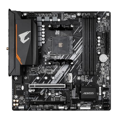 Gigabyte B550M AORUS Elite AX Mainboard - Unterstützt AMD Ryzen 5000 CPUs, 5+3 Phasen Pure Digital VRM, bis zu 4733MHz DDR5 (OC), 1xPCIe 4.0 M.2, Wi-Fi 6E, GbE LAN, USB 3.2 Gen 2 Bild 4