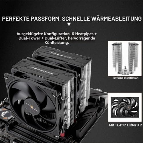 Thermalright Peerless Assassin 120 Black V3 CPU Luftkühler, 6 Heatpipes Kühlkörper Kühler mit zwei TL-P12 PWM Lüftern,Top Cover Design,für AM4/AM5, Intel LGA 1851/1700/115X/1200 Bild 8