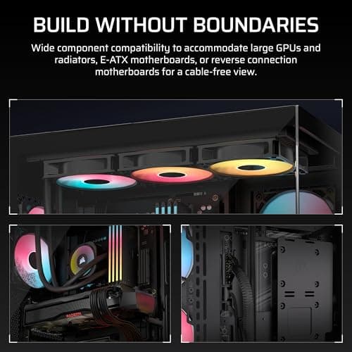 CORSAIR 3500X RS-R ARGB Panoramaglas Mid-Tower-PC-Gehäuse – 3 x RS120-R ARGB-Lüfter Inklusive, Platz für bis zu 10 x 120-mm-Lüfter, Kompatibel mit Motherboards mit Rückseitigem Anschluss – Schwarz Bild 8