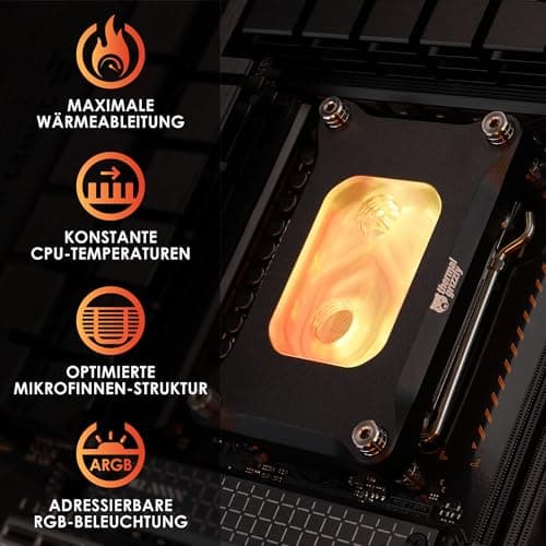 Thermal Grizzly Mycro Pro RGB Schwarz - High Performance Wasserkühlungsblock G1/4 für AMD AM5/AM4 - Coldplate aus Vernickeltem Kupfer, 0,2-mm-Mikrofinnen und Filter für Custom Wasserkühlung Schwarz AMD AM4/AM5 Bild 8