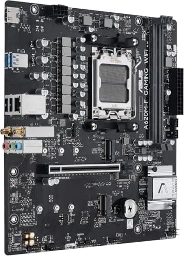 ASUS A620M-F Gaming WiFi Mainboard, AMD mATX, DDR5, 2X M.2 PCIe 4.0, HDMI, 2.5GB Ethernet, USB 3.2 Gen 1 Type-A, SafeSlot Core+, Q-DIMM, Q-LED Core, Q-Slot, ASUS 5X Protection III, Armoury Crate Bild 6
