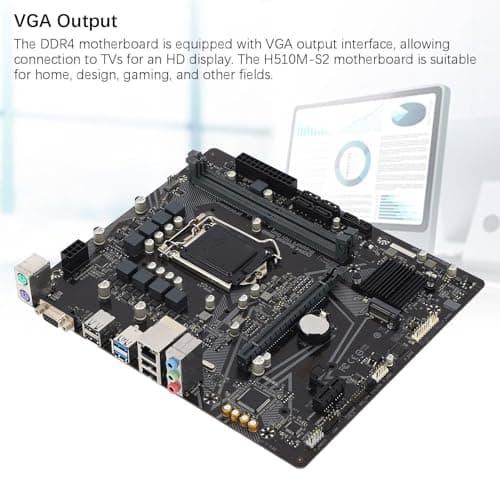 H510M Computer Motherboard, 2 DDR4 DIMM M ATX PCI E 4.0 Desktop Motherboard für LGA 1200, für Core 11. 10. Gen, 1x PCIE X16, 4X SATA III, 1x M.2, VGA, USB 2.0 Bild 4