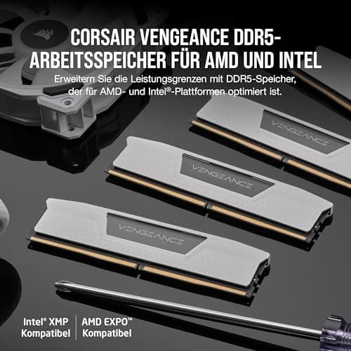 CORSAIR Vengeance DDR5 RAM 32GB (2x16GB) Bis zu 6400MHz CL36-48-48-104 1.35V AMD EXPO Intel XMP 3.0 Desktop-Arbeitsspeicher – Weiß (CMK32GX5M2B6400Z36W) Bild 3